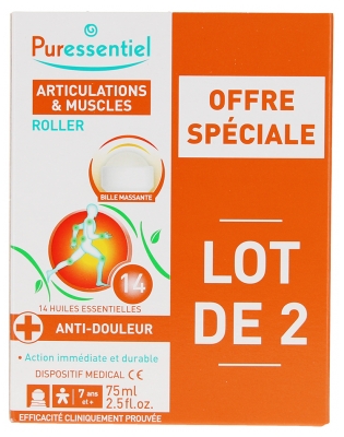 Puressentiel Rullo per Articolazioni e Muscoli con 14 oli Essenziali Set di 2 x 75 ml