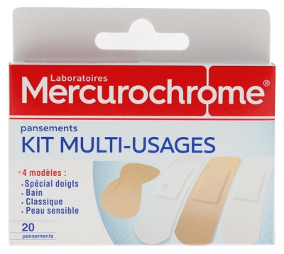 Mercurochrome Kit Multi-Usages 20 Pansements 4 Modèles