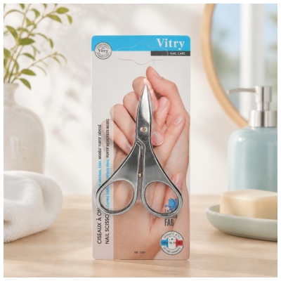 Vitry Nail Scissors Curved Blades Stealth Stainless Steel