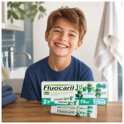 Fluocaril Junior Pasta Dentífrica 6-13 Años Menta Suave Lote de 2 x 75ml