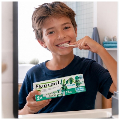 Fluocaril Junior Tandkräm 6-13 År Mild Mint Förpackning med 2 x 75 ml