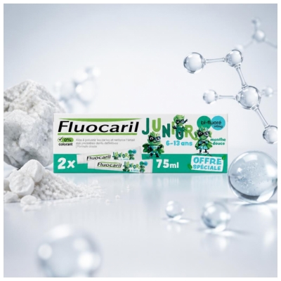 Fluocaril Junior Zubní pasta 6-13 let Jemná máta Balení 2 x 75ml