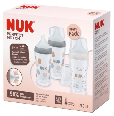 NUK Perfect Match 3 Biberons 260 ml 3 Miesiące i Starsze