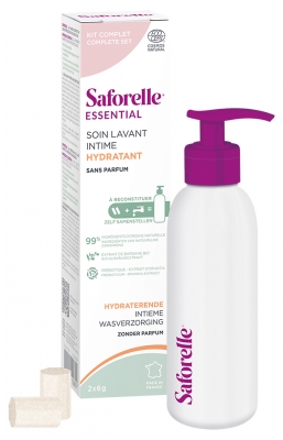 Saforelle Soin Lavant Intime Hydratant Kit à Reconstituer avec 1 Flacon + 2 Bâtonnets