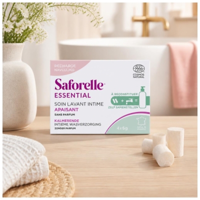 Saforelle Zklidňující intimní mycí přípravek Sada k rekonstituci Náplň 4 tyčinky