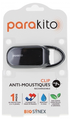 Parakito Rechargeable Mosquito Repellent Clip - Colour: Black