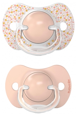 Suavinex 2 Sucettes avec Tétine Symétrique SX Pro 6 à 18 Mois - Modèle : Rose