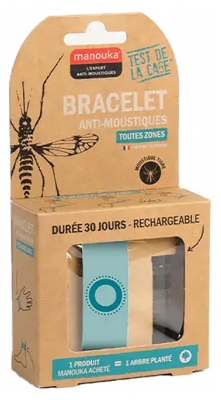 Manouka Bracciale Antizanzare Kameleo + Ricarica 6 ml - Colore: Turchese