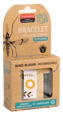 Manouka Bracelet Anti-Moustiques + Recharge 6 ml - Couleur : Floral