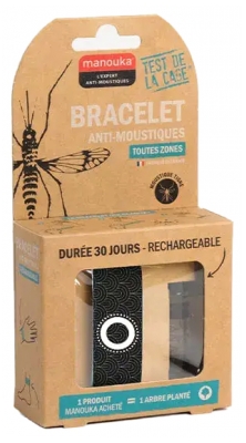 Manouka Bracciale Antizanzare Kameleo + Ricarica 6 ml - Colore: Nero