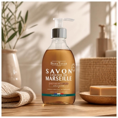 BeauTerra Savon Liquide de Marseille Beurre de Karité 300 ml