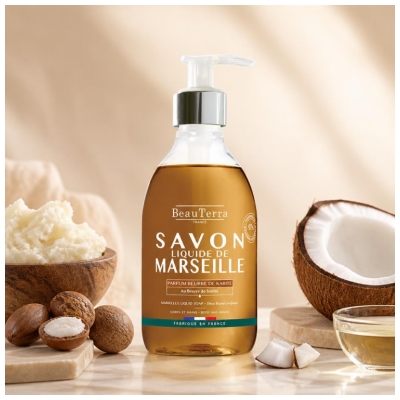 BeauTerra Savon Liquide de Marseille Beurre de Karité 300 ml
