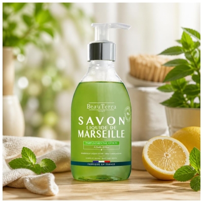 BeauTerra Jabón Líquido de Marsella Menta Limón 300 ml