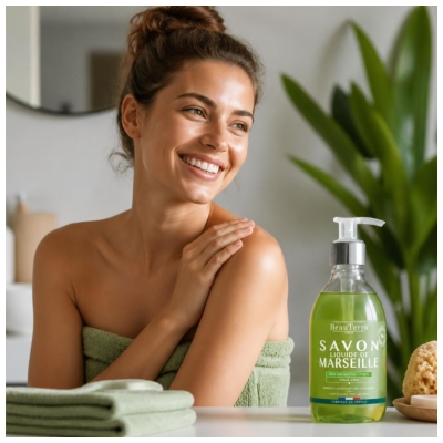 BeauTerra Savon Liquide de Marseille Menthe Citron 300 ml
