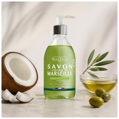 BeauTerra Savon Liquide de Marseille Menthe Citron 300 ml