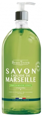 BeauTerra Savon Liquide de Marseille Menthe Citron 1 L