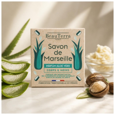 BeauTerra Marselo kietas muilas su Aloe Vera 100 g