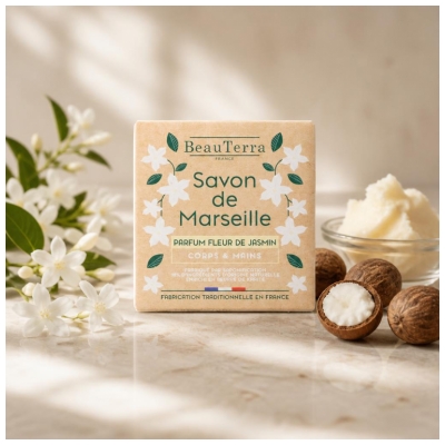 BeauTerra Jabón de Marsella Sólido Flor de Jazmín 100 g