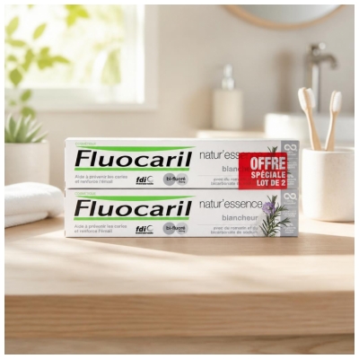 Fluocaril Natur'Essence Dentifrice Blancheur Bi-Fluoré Lot de 2 x 75 ml