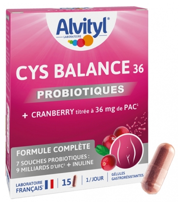 Alvityl Cys Balance 36 Probiotiques + Cranberry 15 Gélules