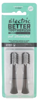 Better Toothbrush Electric V++ Max 2 Spare Heads - Colour : Black (End of stock sales)