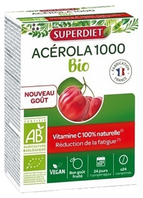 Superdiet Acerola 1000 Organic 24 Tabletki do żucia