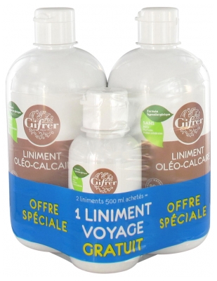Gifrer Linimento Oleocálcico Estabilizado Lote de 2 x 500 ml + 1 Linimento Viaje 100 ml Ofrecido