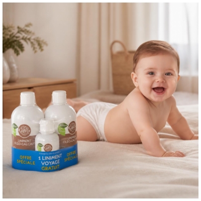 Gifrer Stabiliseret Oléo-kalk Liniment Pakke med 2 x 500 ml + 1 Rejseliniment 100 ml Tilbud