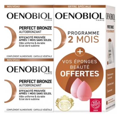 Oenobiol Self Tanning Set of 2 x 30 Capsules + 2 Free Beauty Sponges