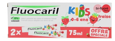 Fluocaril Kids Toothpaste Bi-Fluoré 0-6 Ans Lot de 2 x 75 ml