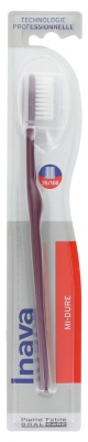 Inava Halbharte Zahnbürste 25/100 - Farbe: Weinrot