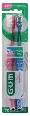 GUM Brosse à Dents Pro Sensitive 510 Duo Pack - Couleur : Rose / Bleu