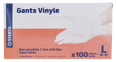 Stentil Gants Vinyle Non Poudrés 100 Gants - Taille : L