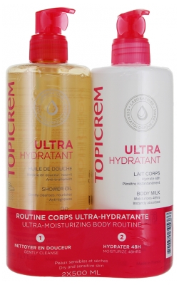 Topicrem Ultra-Hydratant Huile de Douche 500 ml + Lait Corps 500 ml