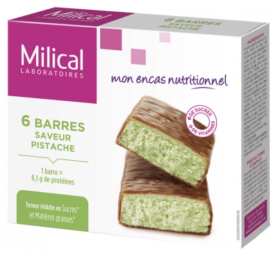 Milical 6 Barres Minceur Hyperprotéinées - Saveur : Pistache