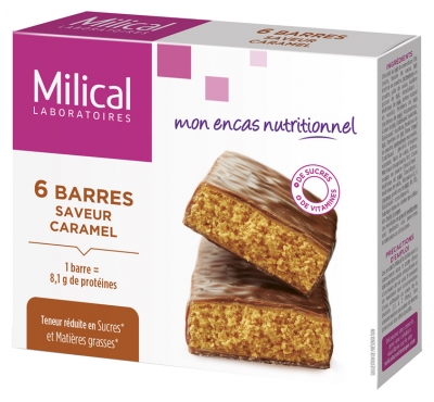 Milical 6 Barres Minceur Hyperprotéinées - Saveur : Caramel