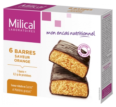 Milical 6 Barres Minceur Hyperprotéinées - Saveur : Orange