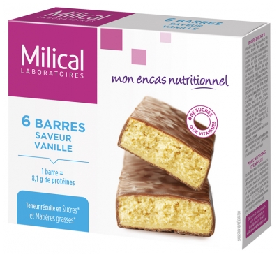 Milical 6 Barres Minceur Hyperprotéinées - Saveur : Vanille