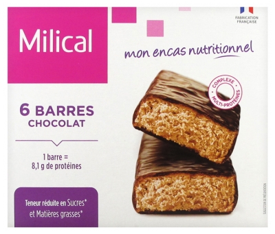 Milical 6 Barres Minceur Hyperprotéinées - Saveur : Chocolat