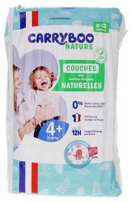 Carryboo Nature Couches Naturelles à Motif 42 Couches Taille 4+ (9-20 kg)