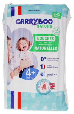 Carryboo Nature Natūralios Sauskelnės Su Raštais 42 Sauskelnės Dydis 4+ (9-20 kg)