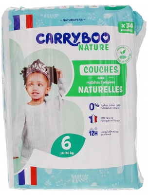 Carryboo Nature Couches Naturelles 34 Couches Taille 6 (16-30 kg)