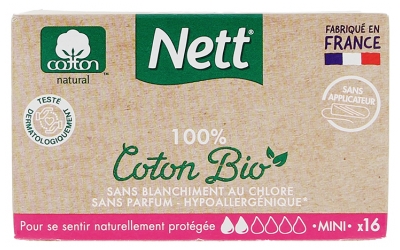 Nett 100% Organiczna Bawełna 16 Mini Tamponów