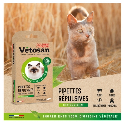 Clément Thékan Vétosan Pipettes Antiparasitaires pour Chaton et Chat