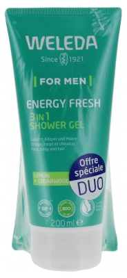 Weleda Homme Gel Douche Energy Fresh 3en1 Lot de 2 x 200 ml