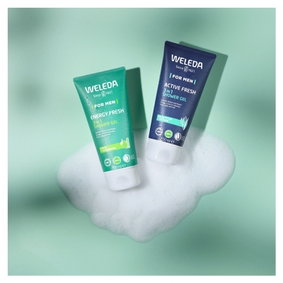 Weleda vyrams Energy Fresh 3in1 dušo gelis, 2 x 200 ml pakuotė