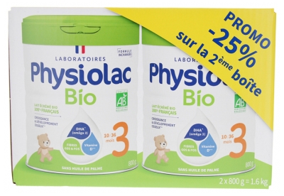 Physiolac Bio 3 10 Mois à 3 Ans Lot de 2 x 800 g