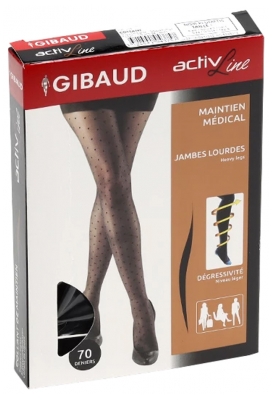 Gibaud ActivLine 70 Denier Black Plumetis Support Tights Size 4