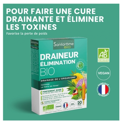 Santarome Draineur Élimination Bio 20 Ampoules