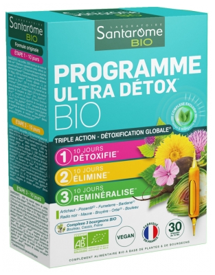 Santarome Bio Ultra Detox programa Bio 30 Ampulės